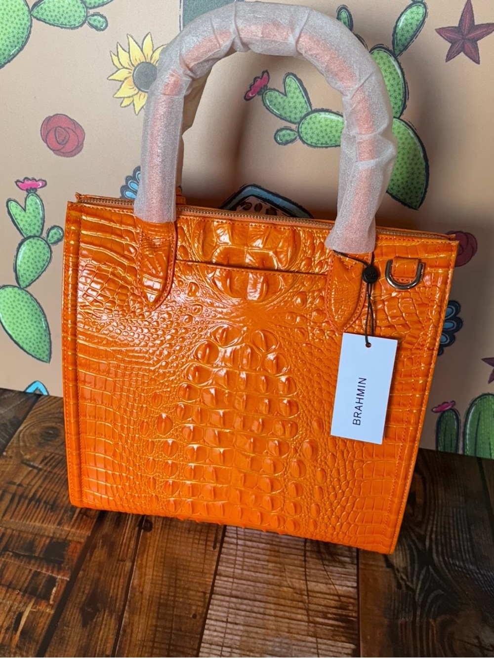 FIRM $ Brahmin Caroline Mango Orange Melbourne Leather Bag New with Tags! - Picture 11 of 14